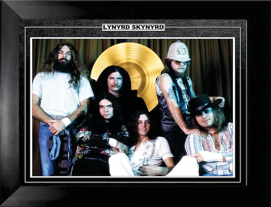 Lynard Skynard Framed Print with Gold LP 38.5" x 27.5"